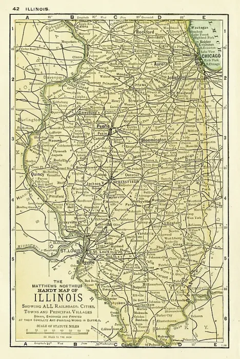 Framed Print : Illinois USA map 1898 Framed Print : Illinois USA map 1898