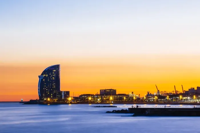 Framed Print : Illuminated Barcelona skyline at dusk Framed Print : Illuminated Barcelona skyline at dusk