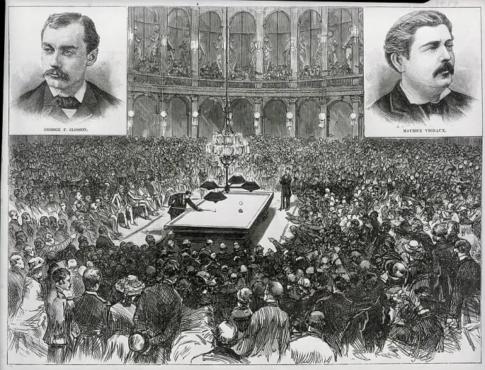 Framed Print : Illus. Of Billiard Match; Crowd Framed Print : Illus. Of Billiard Match; Crowd