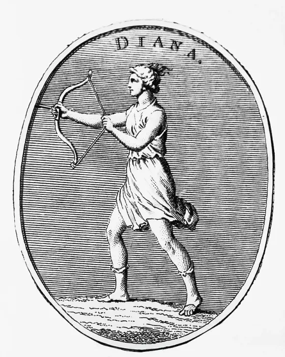 Framed Print : Illus / Diana Holding a Bow and Arrow Framed Print : Illus / Diana Holding a Bow and Arrow