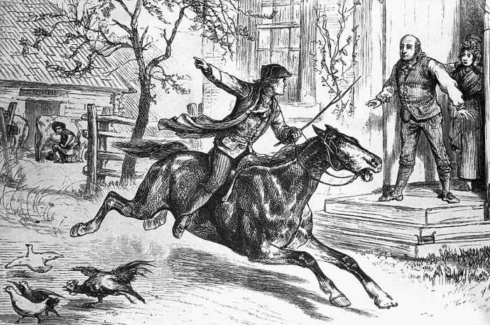 Framed Print : Illus. Of Paul Revere On Horseback Framed Print : Illus. Of Paul Revere On Horseback