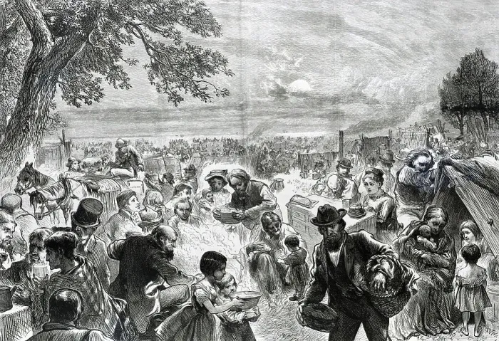 Framed Print : Illus Refugees Of Chicago Fire In Tents