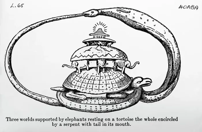 Framed Print : Illus / Worlds Supported By Elephats / Snake