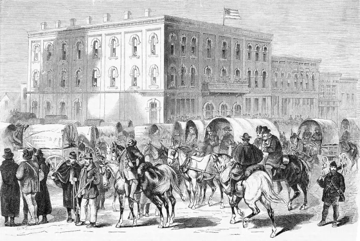 Framed Print : Illus.;Golddiggers Leave For Black Hills Framed Print : Illus.;Golddiggers Leave For Black Hills