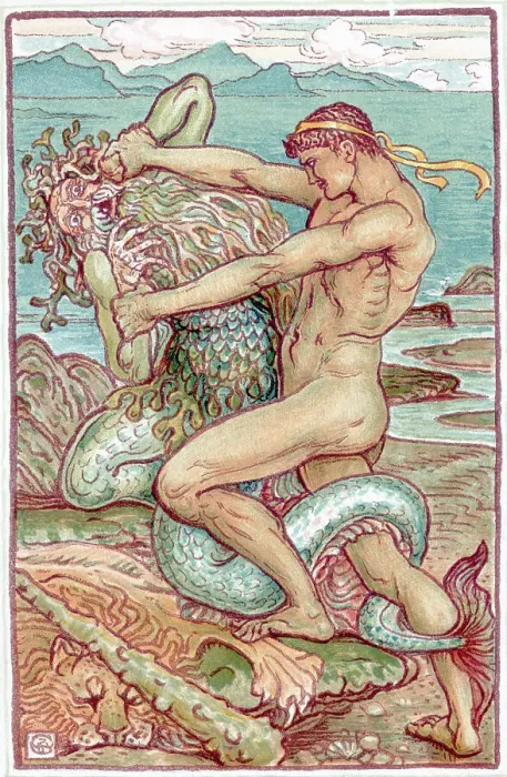 Framed Print : Illus;Man Wrestling W / Proteus, Man Of Se Framed Print : Illus;Man Wrestling W / Proteus, Man Of Se
