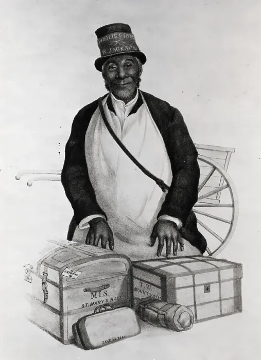 Framed Print : Illus.;Porter Ready To Carry Trunks, Etc Framed Print : Illus.;Porter Ready To Carry Trunks, Etc