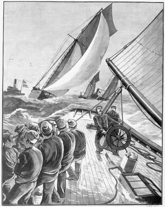 Framed Print : Illusrtration Of Yachting Race 1885 Framed Print : Illusrtration Of Yachting Race 1885
