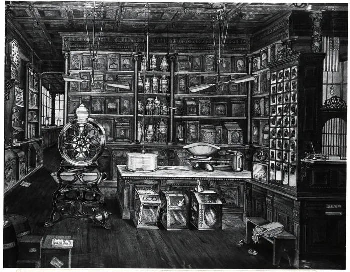 Framed Print : Illust. Of Interior Of Grocery Store
