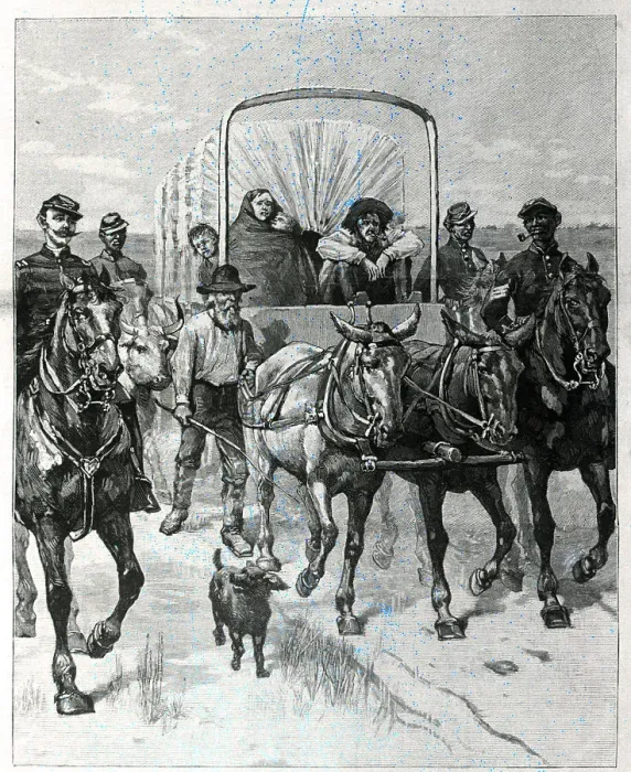 Framed Print : Illust.; Oklahomans On Land Rush; Wagon