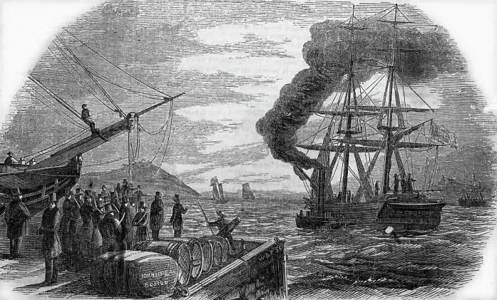 Framed Print : Illust.;Depature Of Ship From Harbor Framed Print : Illust.;Depature Of Ship From Harbor