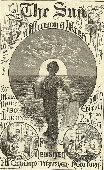 Framed Print : Illustrated Advertisement for The Sun Newspaper Framed Print : Illustrated Advertisement for The Sun Newspaper