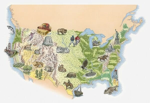 Illustrated map of the USA