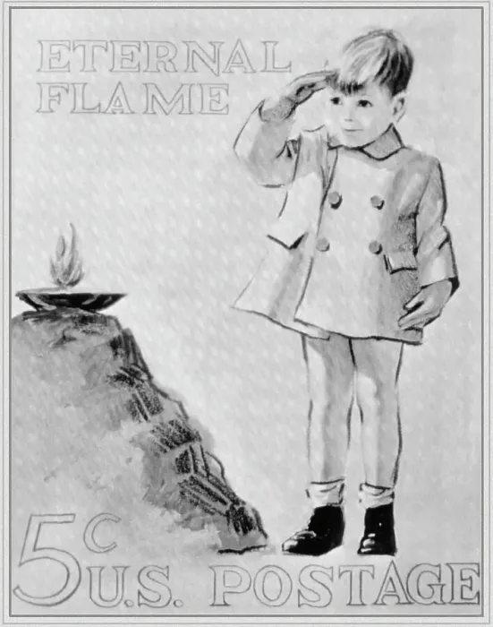 Framed Print : Illustrated Version of John F. Kennedy Jr. Saluting at Father's funeral