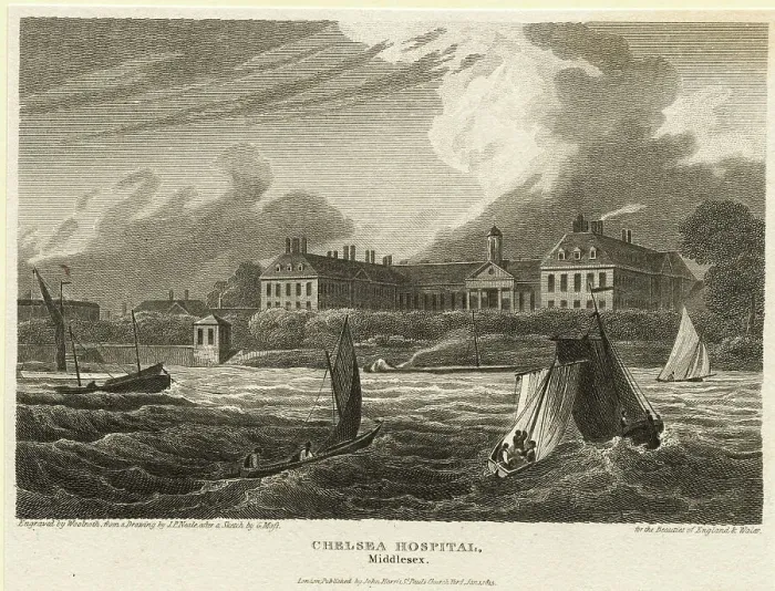 Framed Print : Illustrated View of Chelsea Hospital in Middlesex Framed Print : Illustrated View of Chelsea Hospital in Middlesex