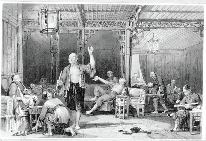 Framed Print : Illustrated View Of Chinese Opium Den Framed Print : Illustrated View Of Chinese Opium Den