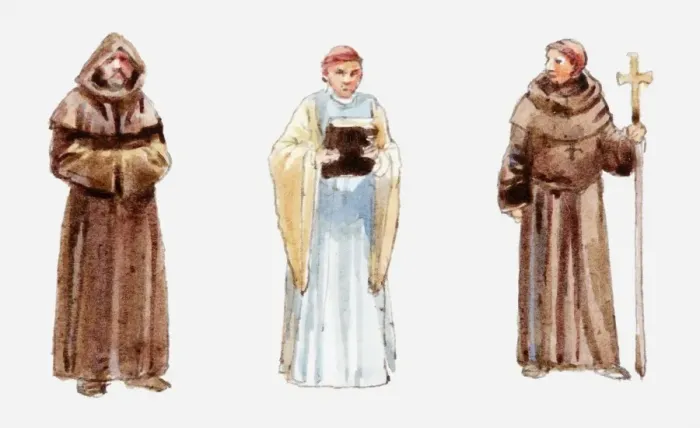 Framed Print : Illustration of three 16th century Christian priests