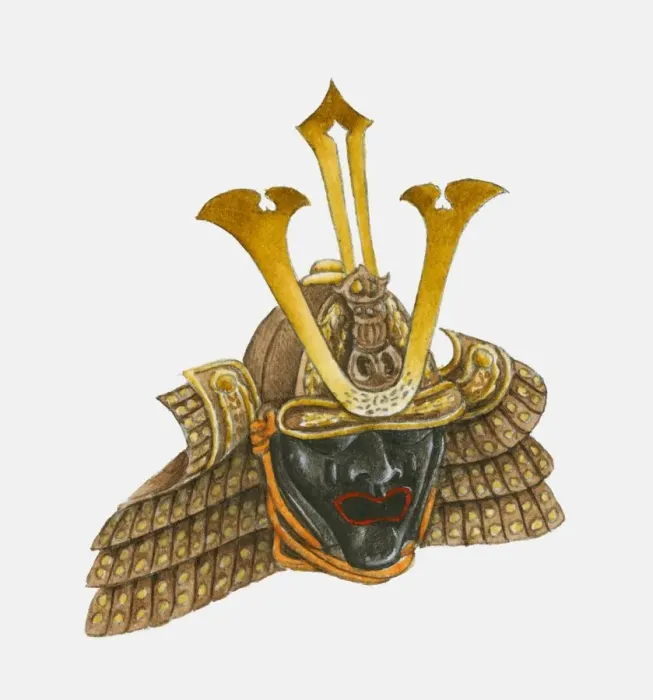 Framed Print : Illustration of 16th century samurai helmet Framed Print : Illustration of 16th century samurai helmet