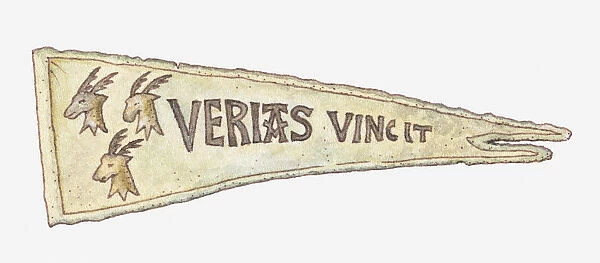Illustration of 16th century standard of Earl Marischal of Scotland bearing the motto Veritas Vincit