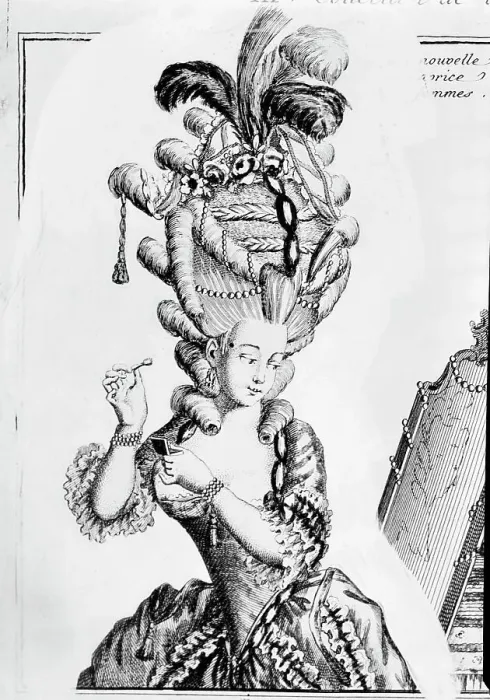 Framed Print : Illustration of 18th-Century Woman With Ridiculous Headpiece