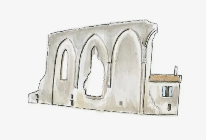 Framed Print : Illustration of abbey ruin, St-Emilion, Gironde, France Framed Print : Illustration of abbey ruin, St-Emilion, Gironde, France