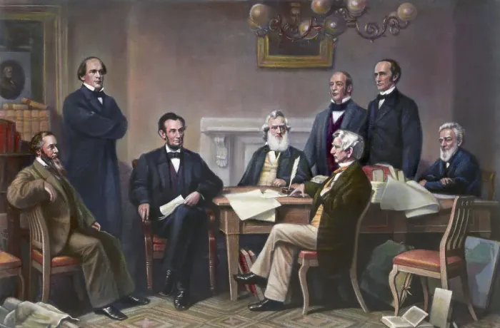 Framed Print : Illustration of Abraham Lincoln Reading the Emancipation Proclamation Before His Cabinet Members Framed Print : Illustration of Abraham Lincoln Reading the Emancipation Proclamation Before His Cabinet Members