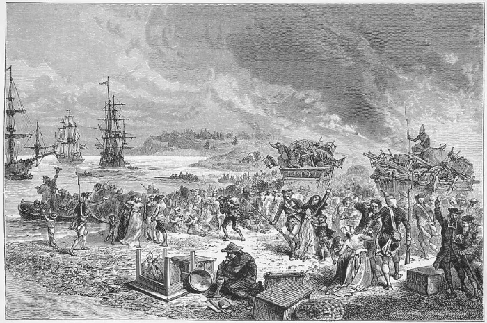 Framed Print : Illustration of the Acadians Leaving Halifax in 1755 Framed Print : Illustration of the Acadians Leaving Halifax in 1755