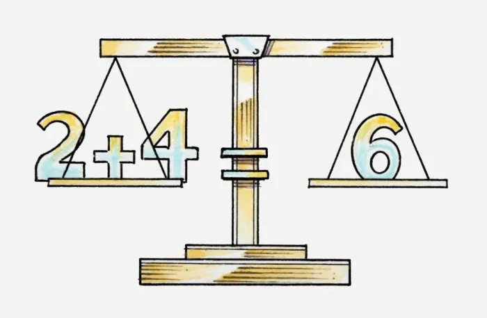 Framed Print : Illustration of adding numbers on scales Framed Print : Illustration of adding numbers on scales