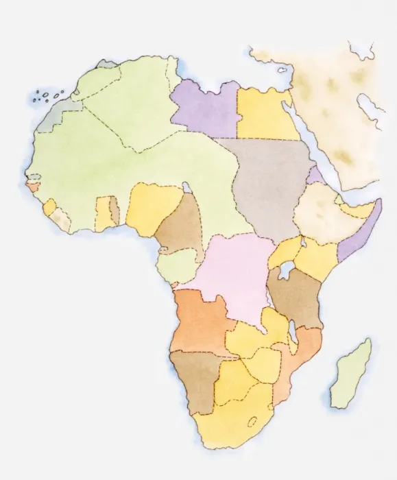 Framed Print : Illustration of African territories and states