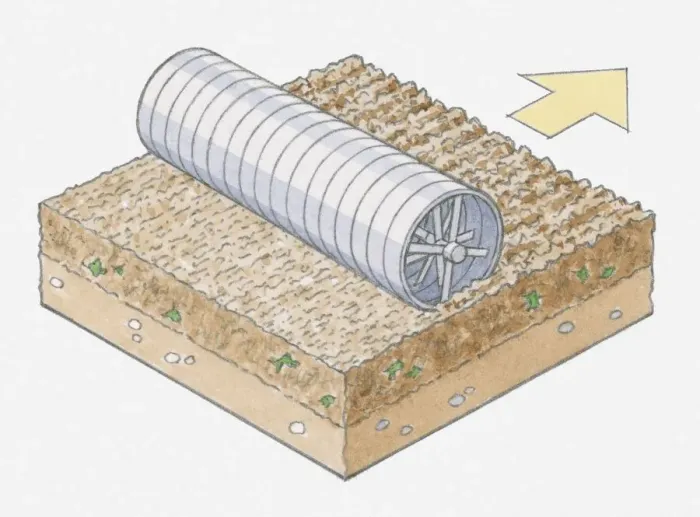 Framed Print : Illustration of agricultural flat roll reducing tilth to finer crumb Framed Print : Illustration of agricultural flat roll reducing tilth to finer crumb