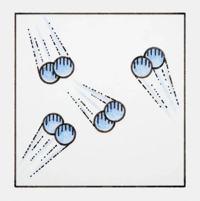 Framed Print : Illustration of air molecule rarefaction
