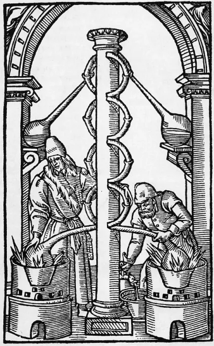 Framed Print : Illustration Of Alchemists At Work