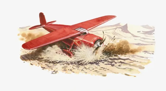 Framed Print : Illustration of Amelia Earharts Lockheed Vega crash landing in desert Framed Print : Illustration of Amelia Earharts Lockheed Vega crash landing in desert