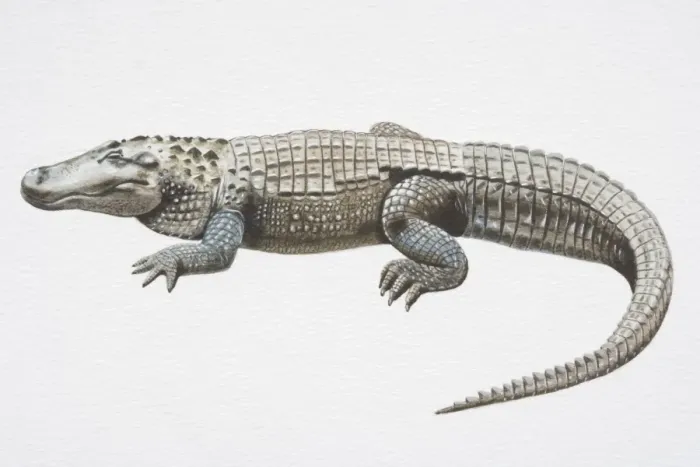Framed Print : Illustration, American Alligator (Alligator mississippiensis) with slit-like eyes, side view