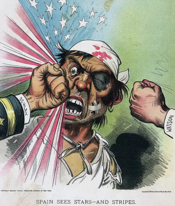 Framed Print : Illustration Americans Beating Spaniard Framed Print : Illustration Americans Beating Spaniard