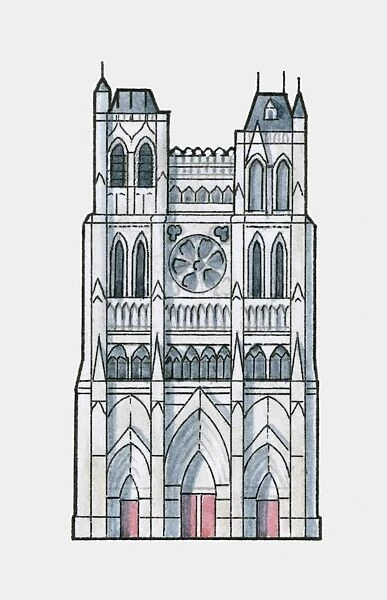 Illustration of Amiens Cathedral, France