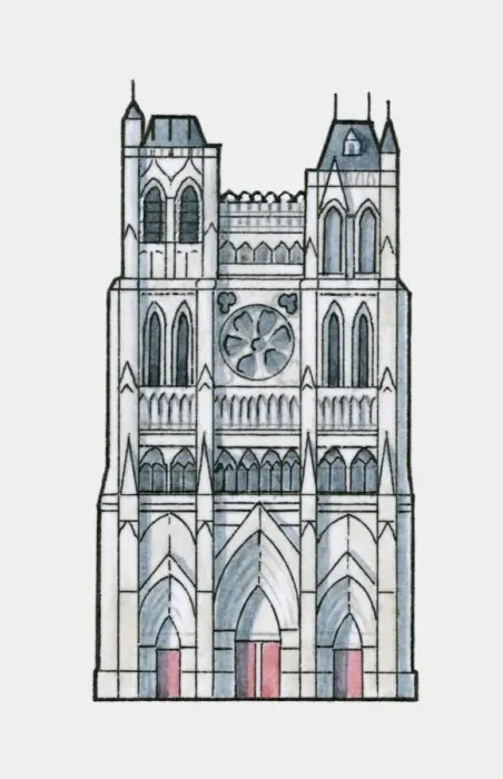 Framed Print : Illustration of Amiens Cathedral, France Framed Print : Illustration of Amiens Cathedral, France