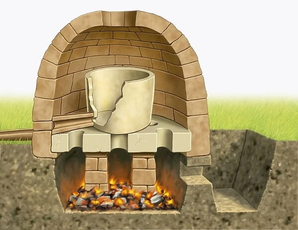 Illustration of ancient Chinese bronze-casting furnace
