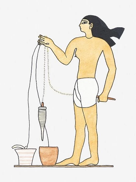 Illustration of ancient Egyptian female spinner