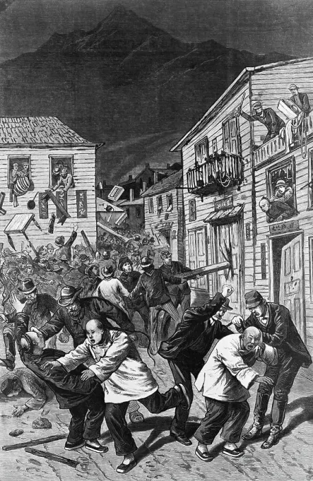Framed Print : Illustration of an Anti-Chinese Riot of 1880 Framed Print : Illustration of an Anti-Chinese Riot of 1880