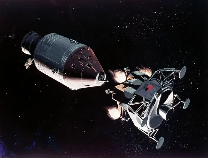 Framed Print : Illustration of Apollo Modules Separating Framed Print : Illustration of Apollo Modules Separating
