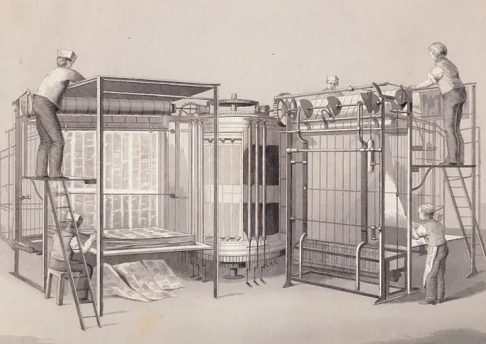 Framed Print : Illustration of Applegarth's Vertical Printing Machine