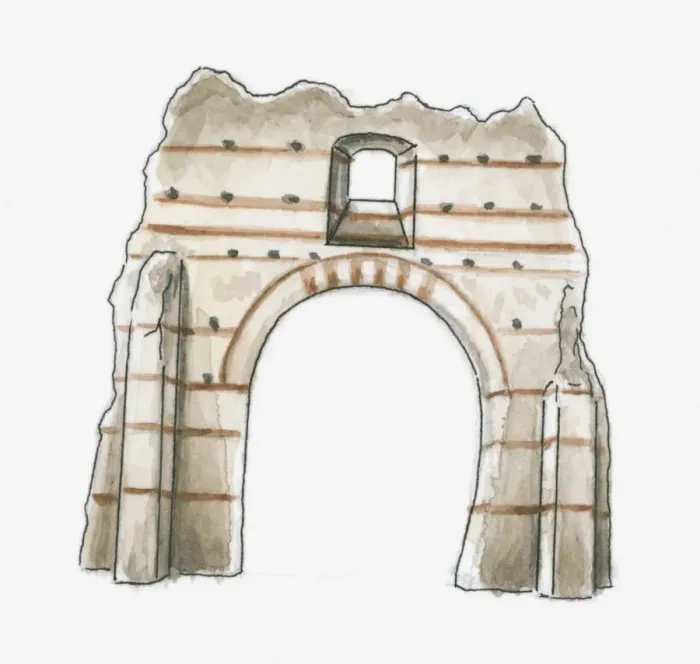 Framed Print : Illustration of Arc de Diane, Cahors, Lot, France Framed Print : Illustration of Arc de Diane, Cahors, Lot, France