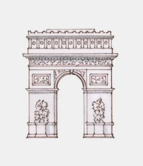 Framed Print : Illustration of Arc de Triomphe, Paris, France