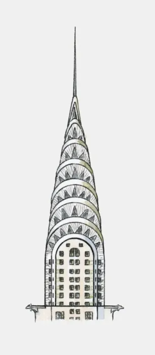 Framed Print : Illustration of Art Deco vertex of New Yorks Chrysler Building Framed Print : Illustration of Art Deco vertex of New Yorks Chrysler Building