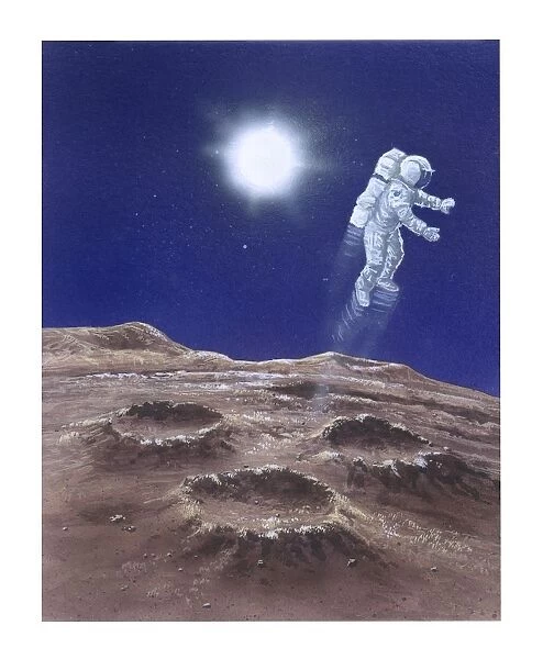 Illustration of astronaut above Mercurys landscape