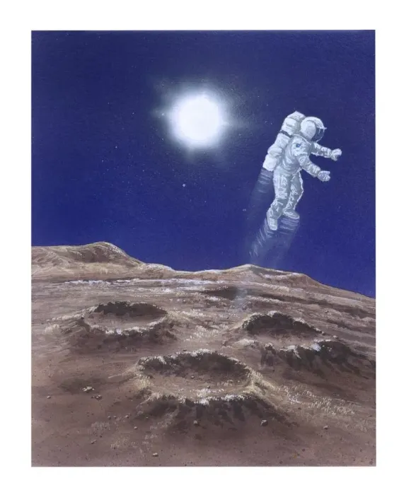 Framed Print : Illustration of astronaut above Mercurys landscape Framed Print : Illustration of astronaut above Mercurys landscape