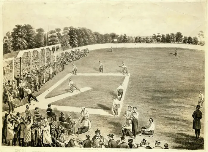 Framed Print : Illustration of Athletics-Atlantics Baseball Game Framed Print : Illustration of Athletics-Atlantics Baseball Game