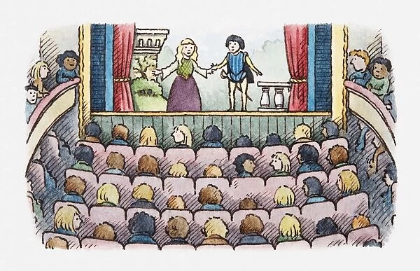 Illustration of an audience watching a play