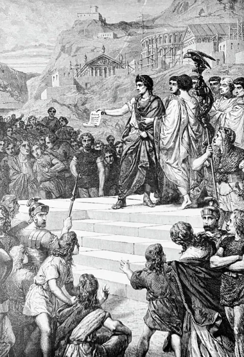 Framed Print : Illustration of Augustus Establishing Lyons as the Center of Gaul Framed Print : Illustration of Augustus Establishing Lyons as the Center of Gaul