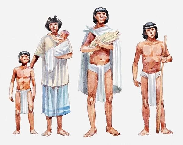 Illustration of Aztec slave family